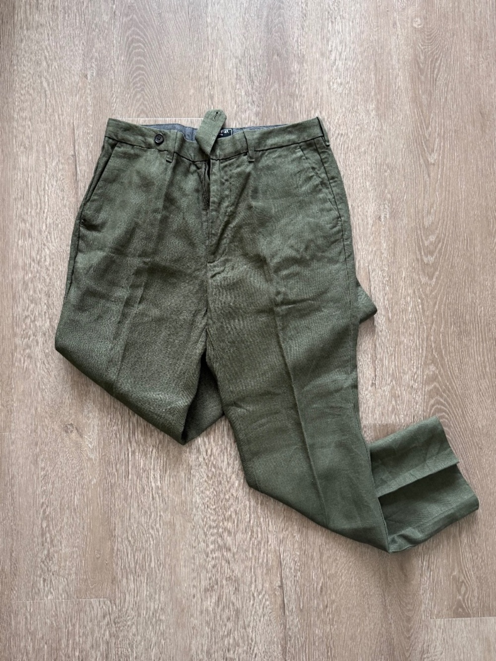 Todd Snyder Straight Fit Linen Tab Trouser in Green Laurel, 32x30